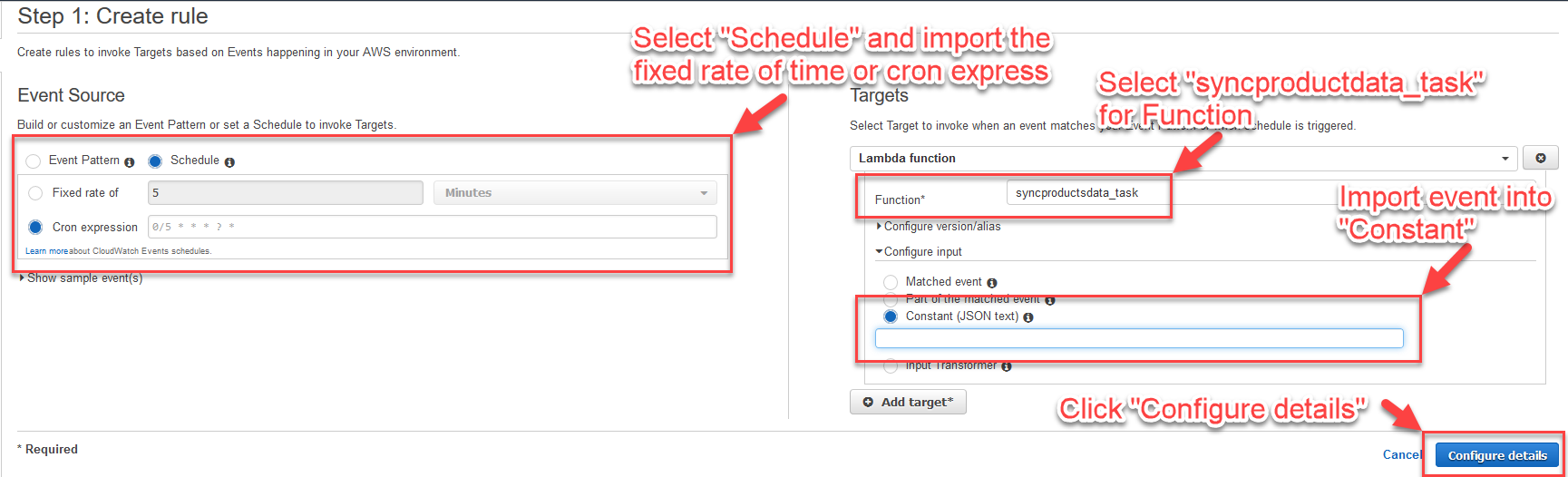 Schedule the event 2